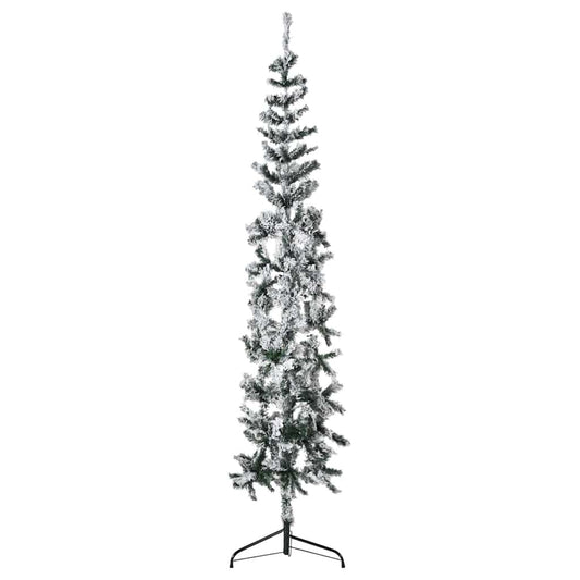 Künstlicher Halb-Weihnachtsbaum mit Schnee Schlank 180 cm