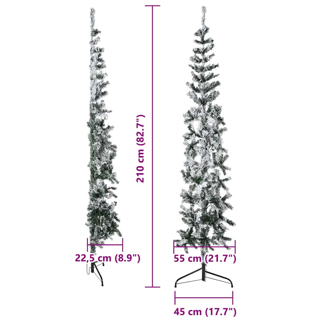 Künstlicher Halb-Weihnachtsbaum mit Schnee Schlank 210 cm