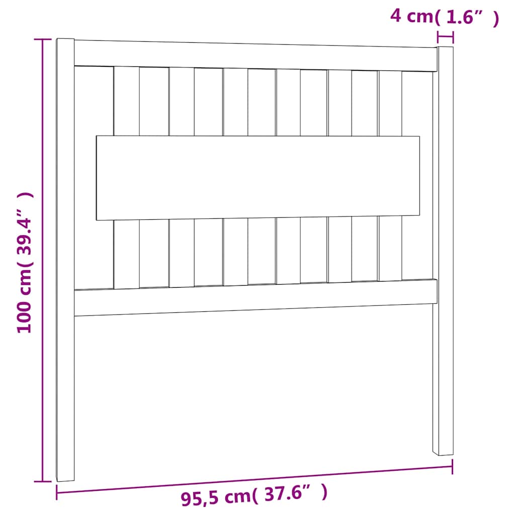 Kopfteil Grau 95,5x4x100 cm Massivholz Kiefer
