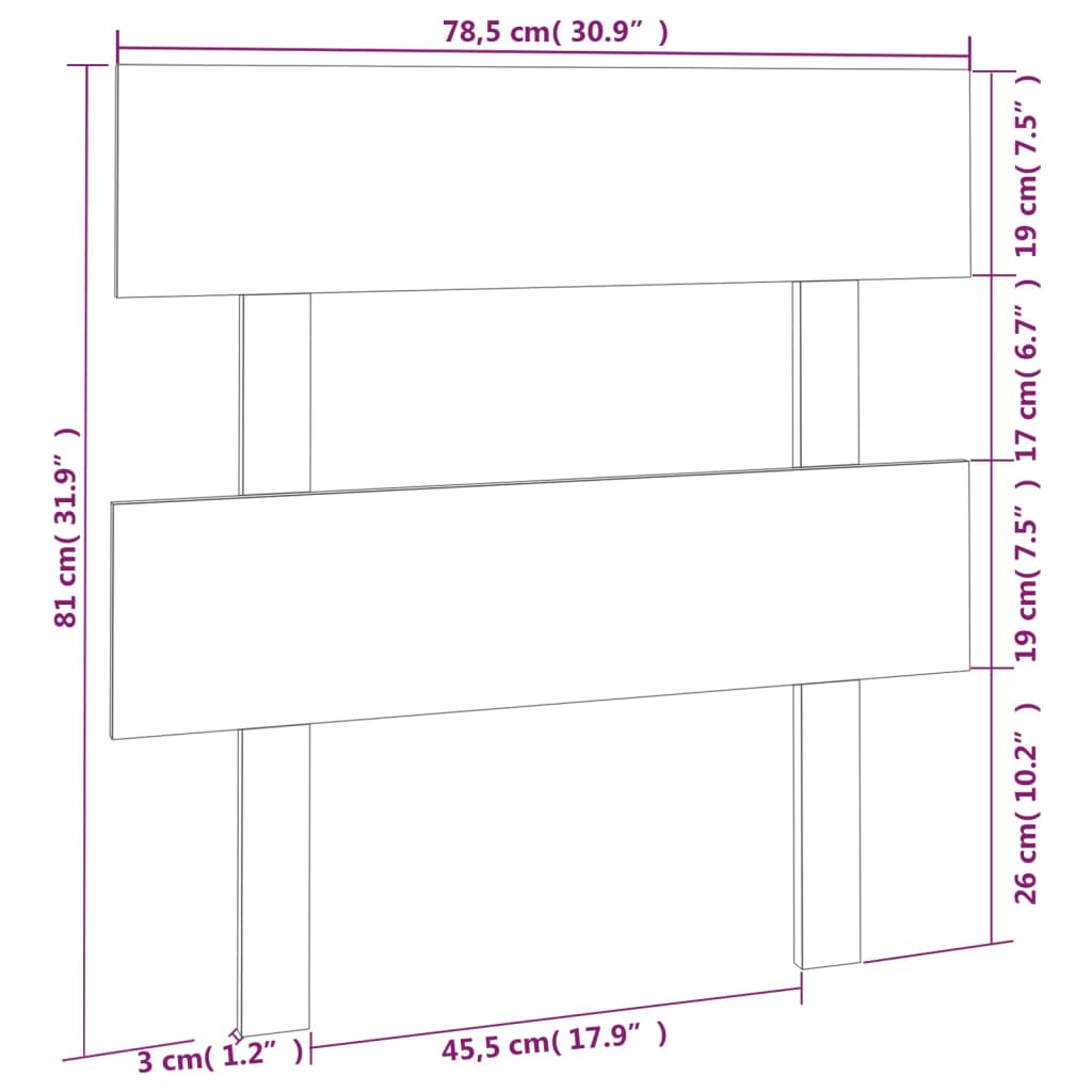 Tête de lit 78,5x3x81 cm en bois de pin massif