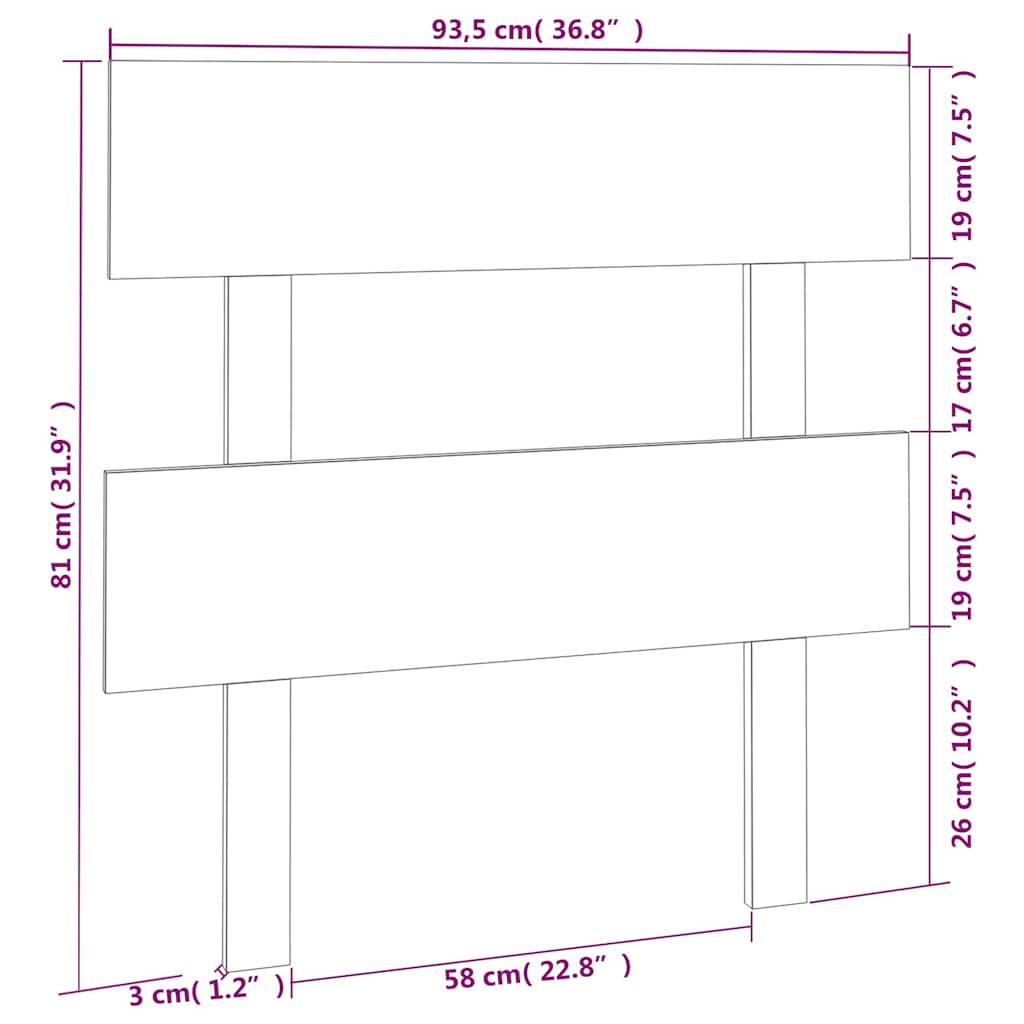 Kopfteil Grau 93,5x3x81 cm Massivholz Kiefer