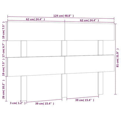 Kopfteil Schwarz 124x3x81 cm Massivholz Kiefer