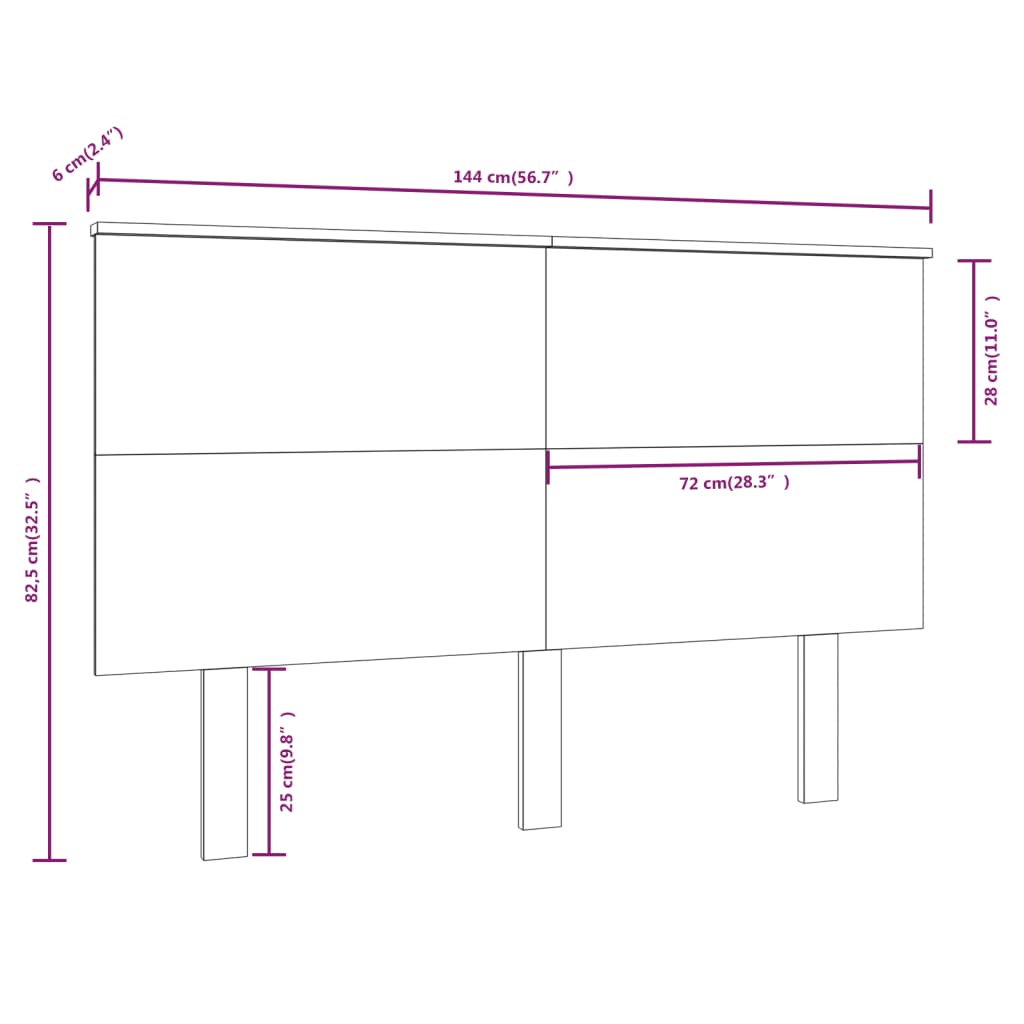 Bett-Kopfteil 144x6x82,5 Massivholz Kiefer