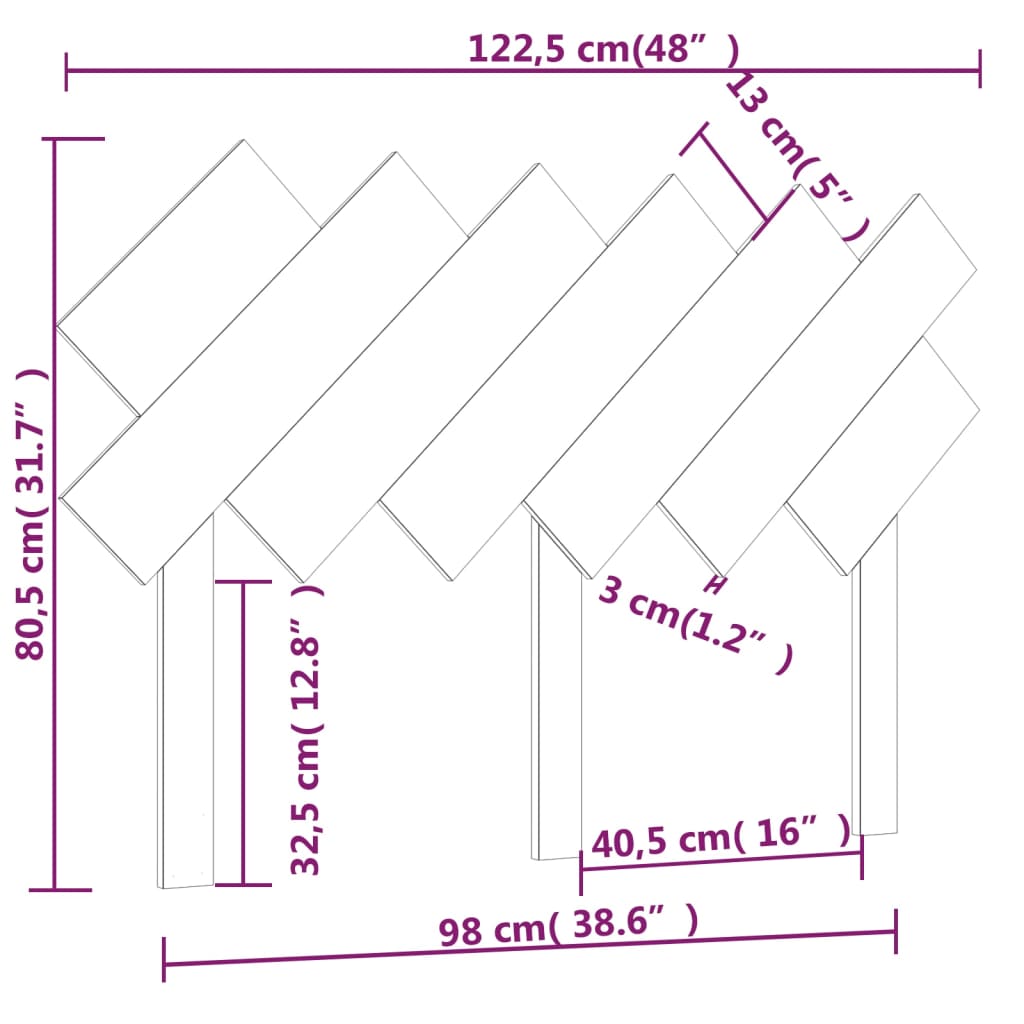 Tête de lit blanc 122,5x3x80,5 cm bois de pin massif