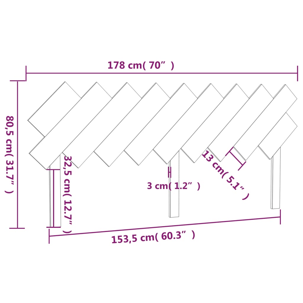 Tête de lit marron miel 178x3x80,5 cm en bois de pin massif