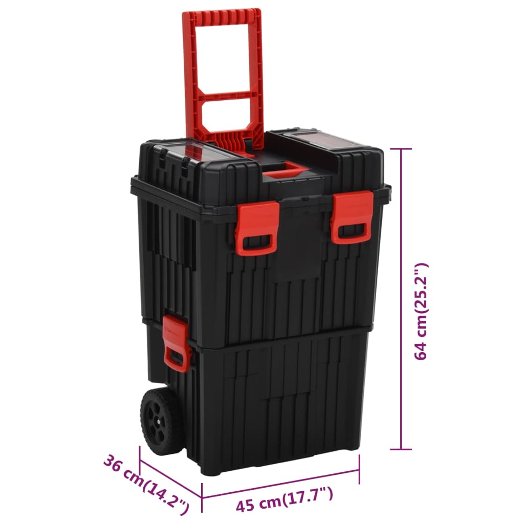Werkzeug-Trolley Schwarz und Rot Polypropylen