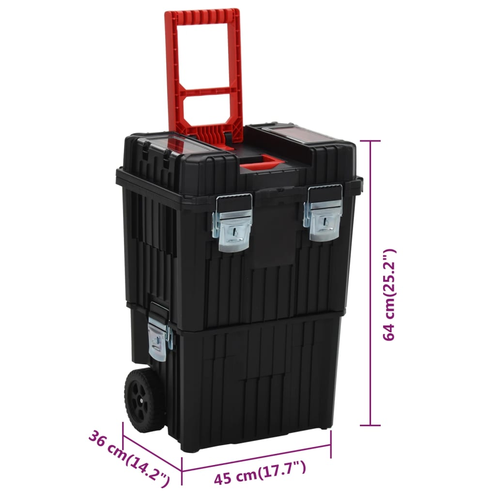Werkzeug-Trolley Schwarz und Rot Polypropylen