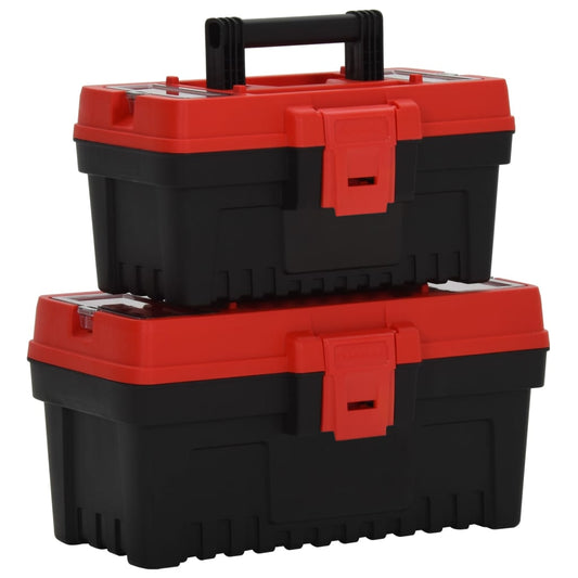 2-tlg. Werkzeugbox-Set Schwarz und Rot Polypropylen
