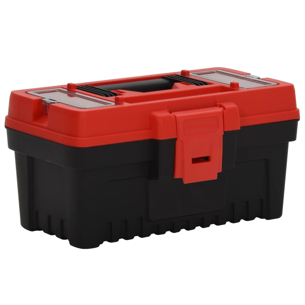 2-tlg. Werkzeugbox-Set Schwarz und Rot Polypropylen