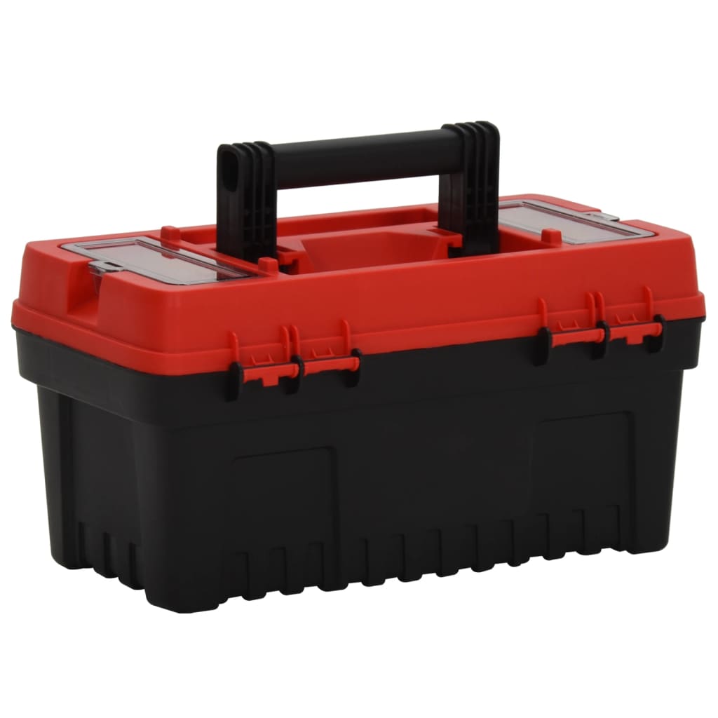 2-tlg. Werkzeugbox-Set Schwarz und Rot Polypropylen