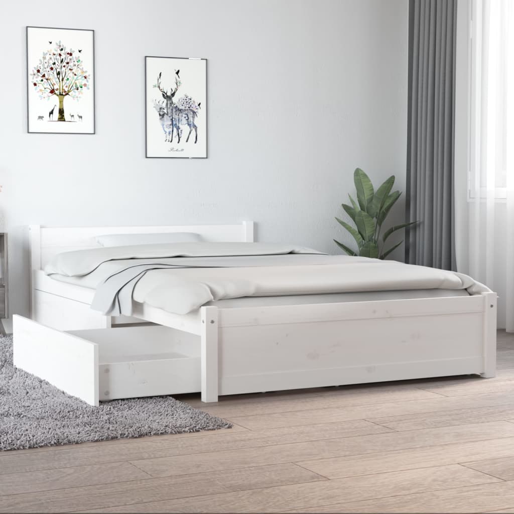 Bett mit Schubladen Weiß 120x190 cm