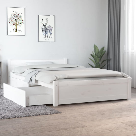 Bett mit Schubladen Weiß 120x190 cm