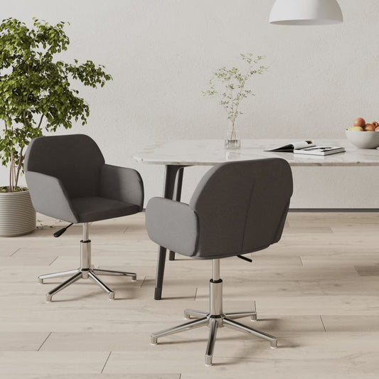 Dining chairs 2 pcs. Swivel dark grey fabric