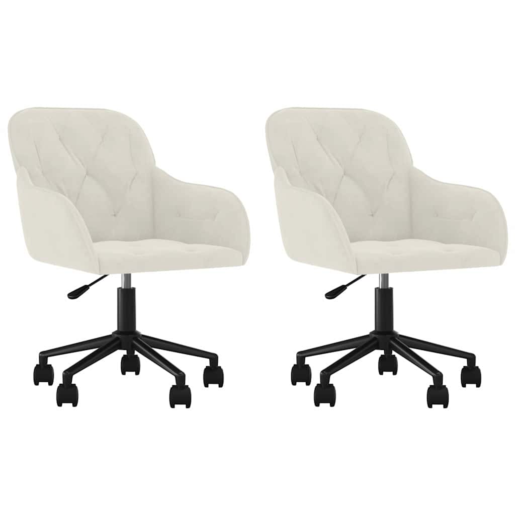 Esszimmerstühle 2 Stk. Drehbar Creme Samt