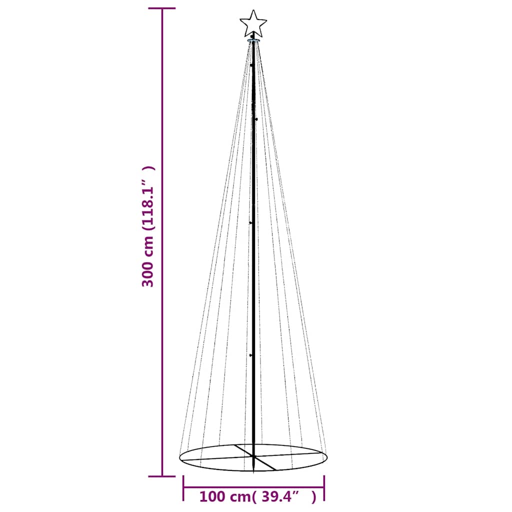 LED-Weihnachtsbaum Kegelform Mehrfarbig 310 LEDs 100x300 cm