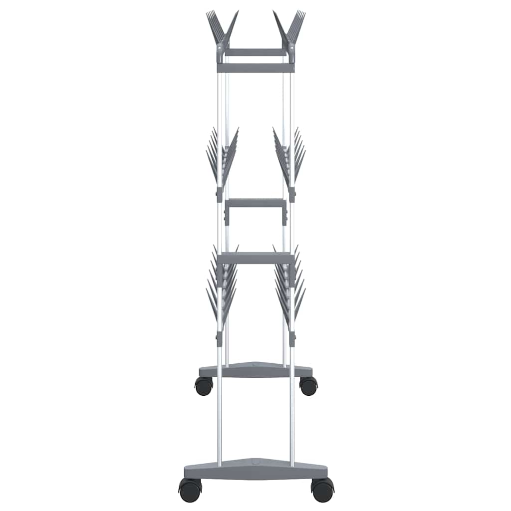 Schuhregal mit Rollen Silbern 66x27x100 cm