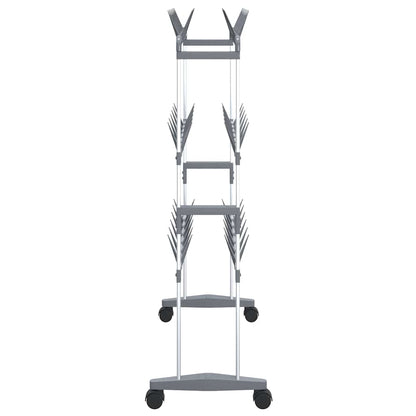 Schuhregal mit Rollen Silbern 66x27x100 cm