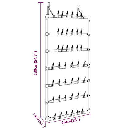 Hängender Schuhe-Organizer Silbern 66x13x139 cm