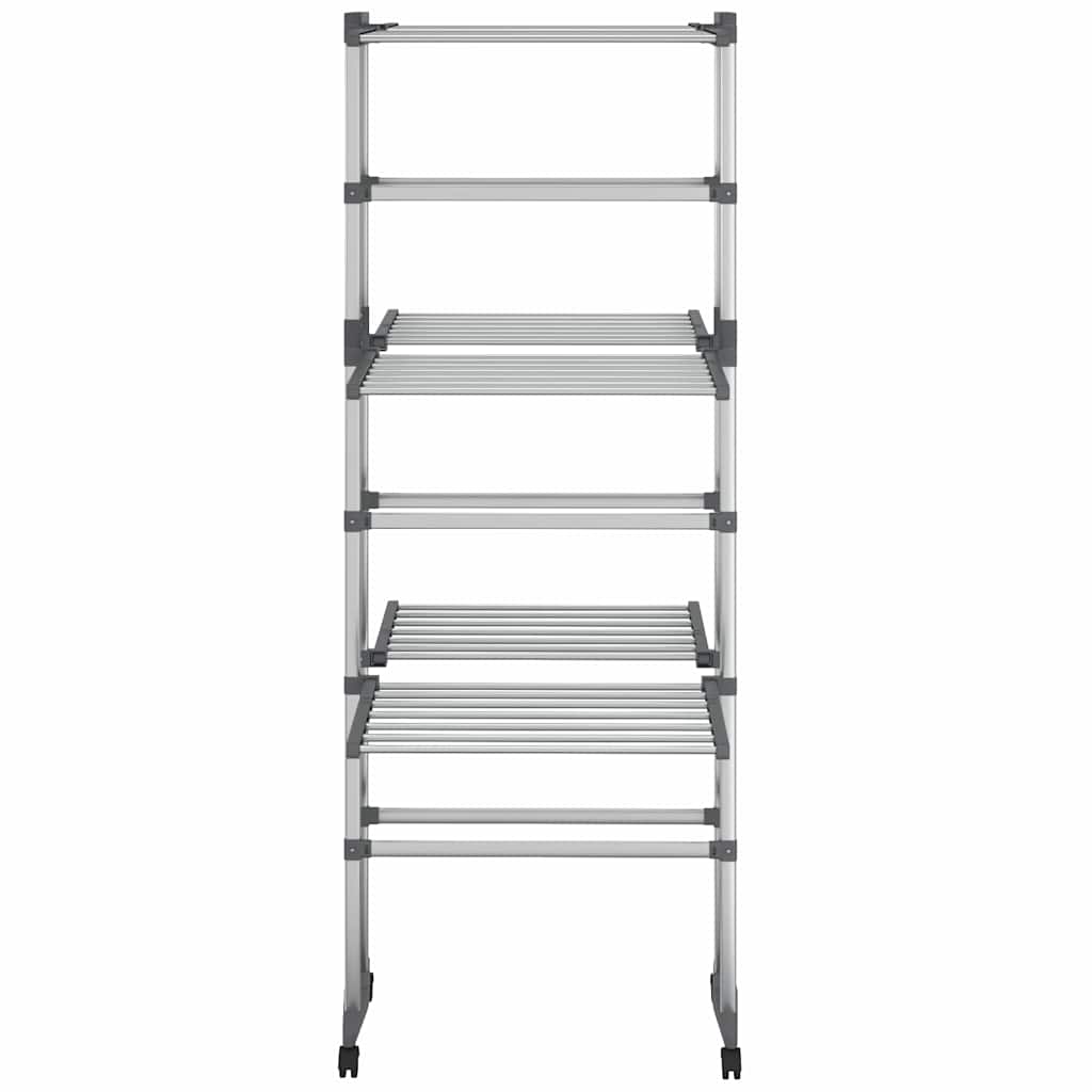 Wäscheständer 3 Etagen mit Rollen Silbern 60x70x129 cm