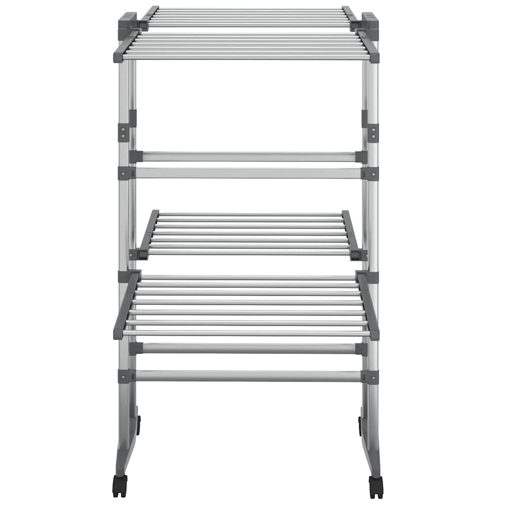 Wäscheständer 2 Etagen mit Rollen Silbern 60x70x106 cm