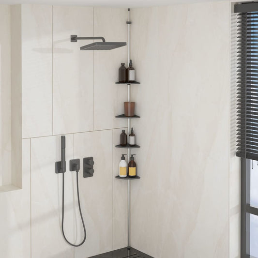 Telescopic corner shelf 4 levels silver aluminum