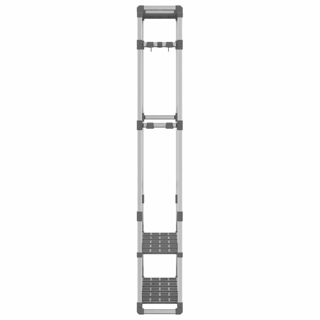 Garderobenständer 3 Etagen Silbern 59x29x192 cm Aluminium