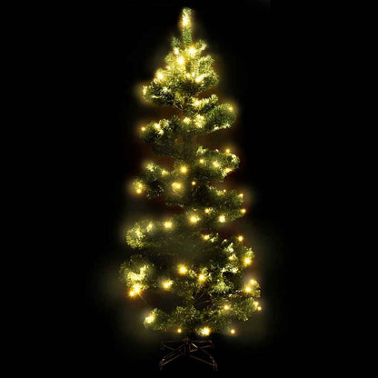 Spiral-Weihnachtsbaum mit Beleuchtung und Ständer Grün 150 cm