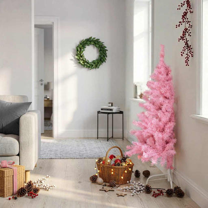 Künstlicher Halb-Weihnachtsbaum mit Ständer Rosa 120 cm PVC