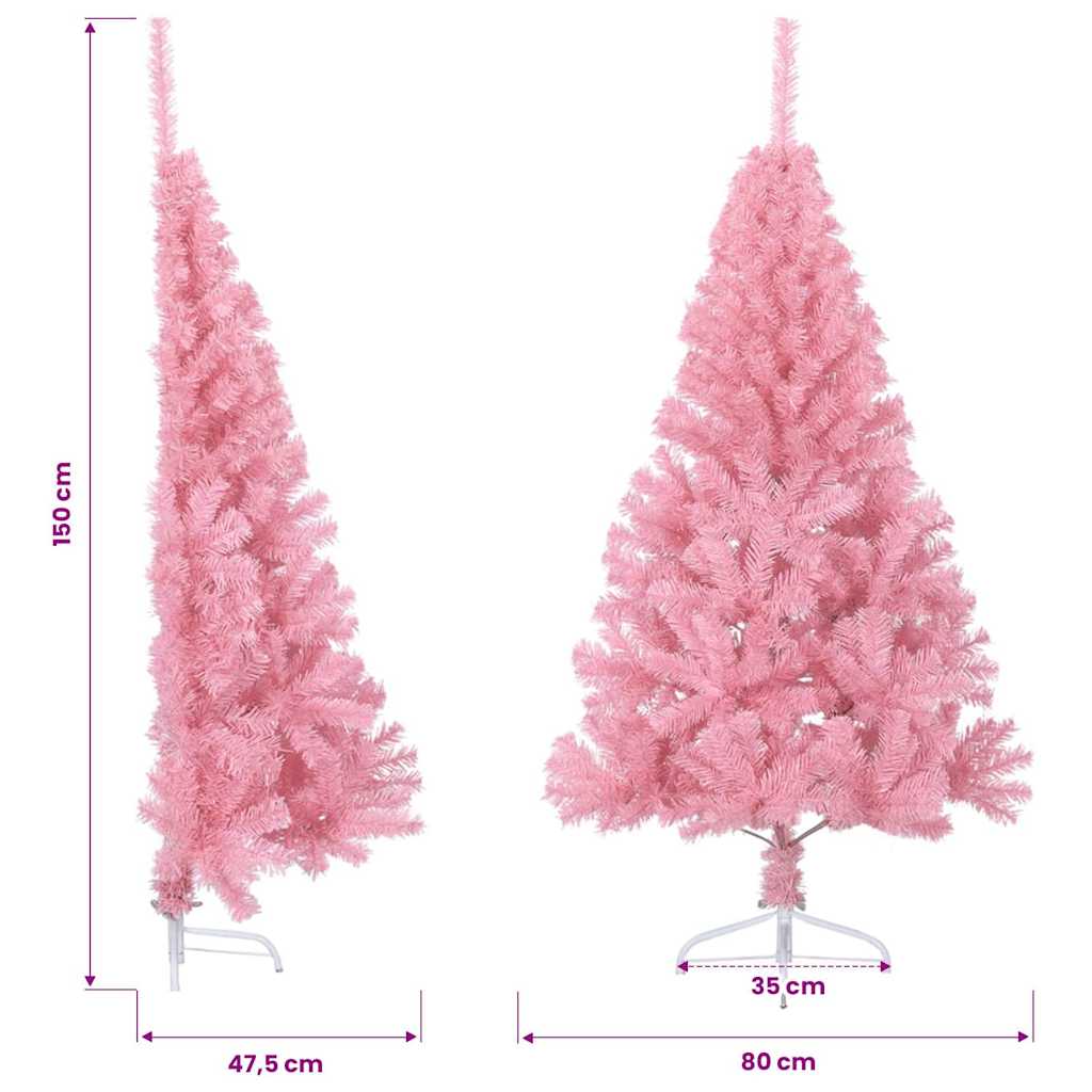 Künstlicher Halb-Weihnachtsbaum mit Ständer Rosa 150 cm PVC