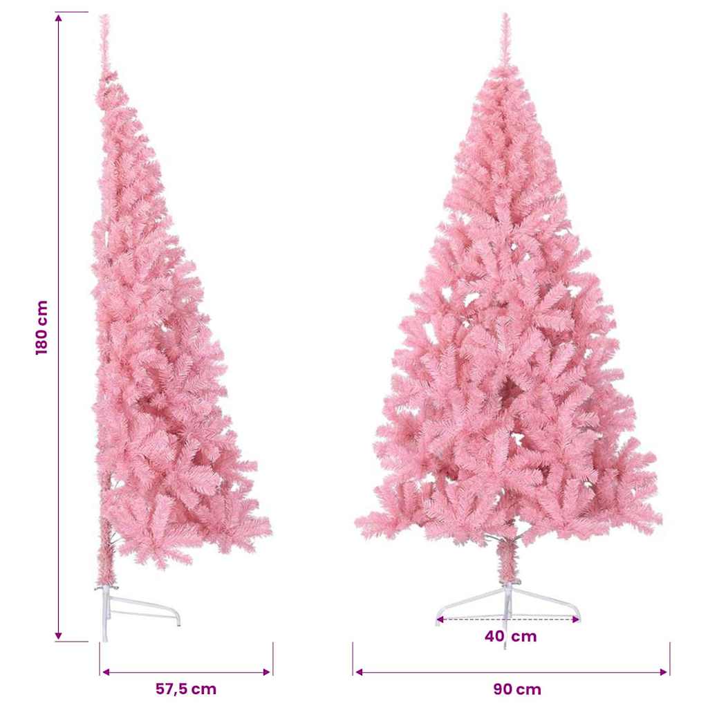 Künstlicher Halb-Weihnachtsbaum mit Ständer Rosa 180 cm PVC