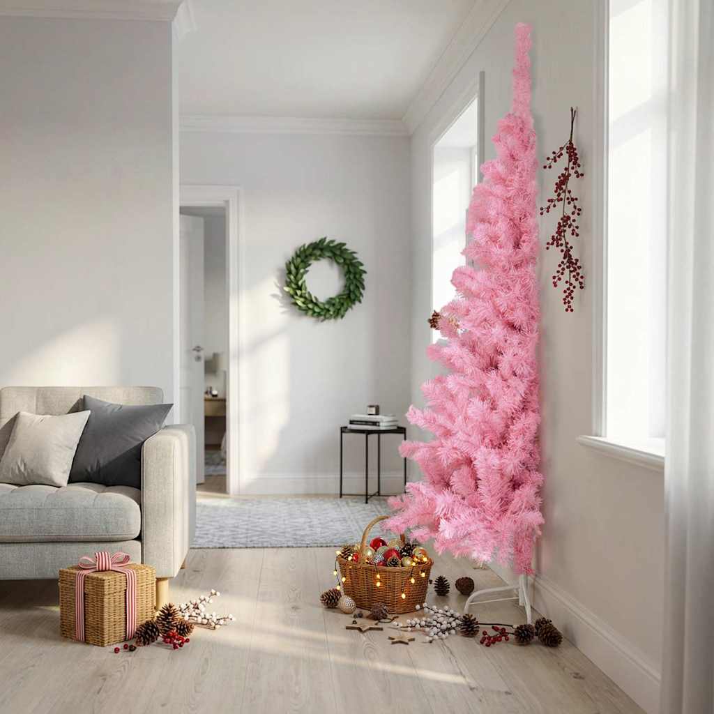 Künstlicher Halb-Weihnachtsbaum mit Ständer Rosa 240 cm PVC