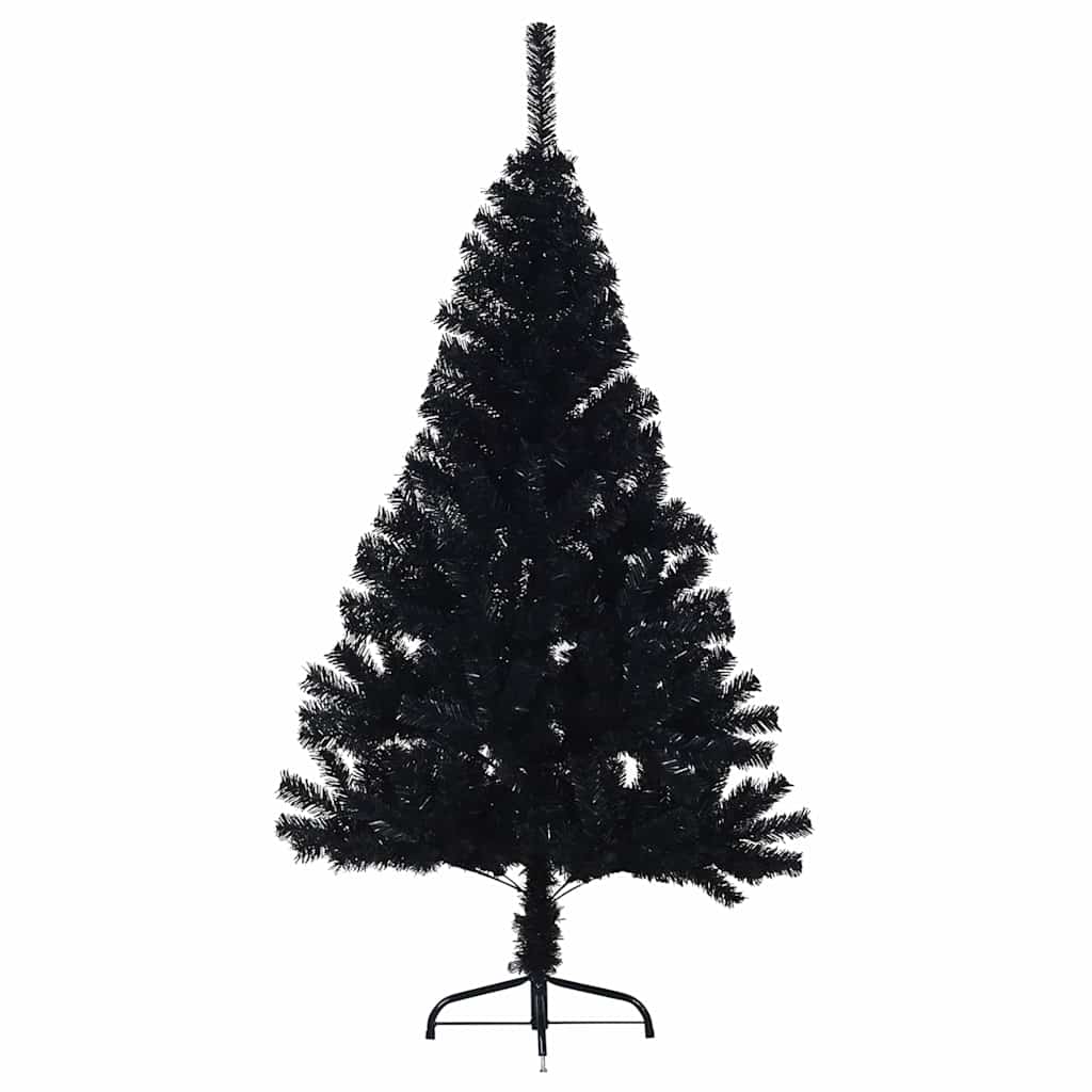 Künstlicher Halb-Weihnachtsbaum mit Ständer Schwarz 150 cm PVC
