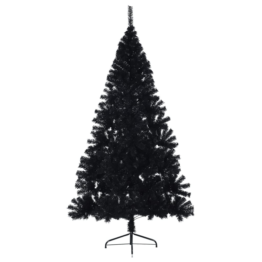 Künstlicher Halb-Weihnachtsbaum mit Ständer Schwarz 240 cm PVC