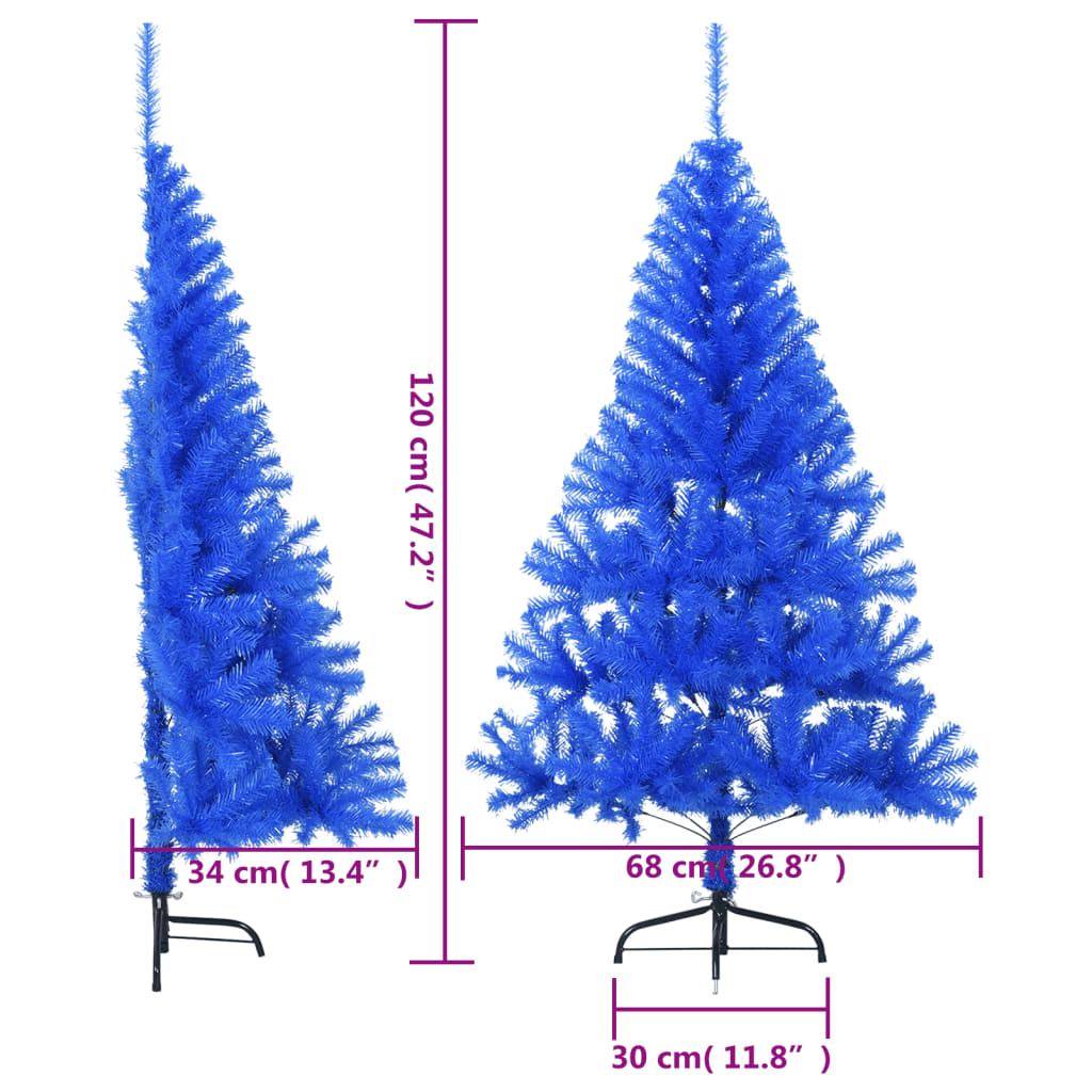 Künstlicher Halb-Weihnachtsbaum mit Ständer Blau 120 cm PVC