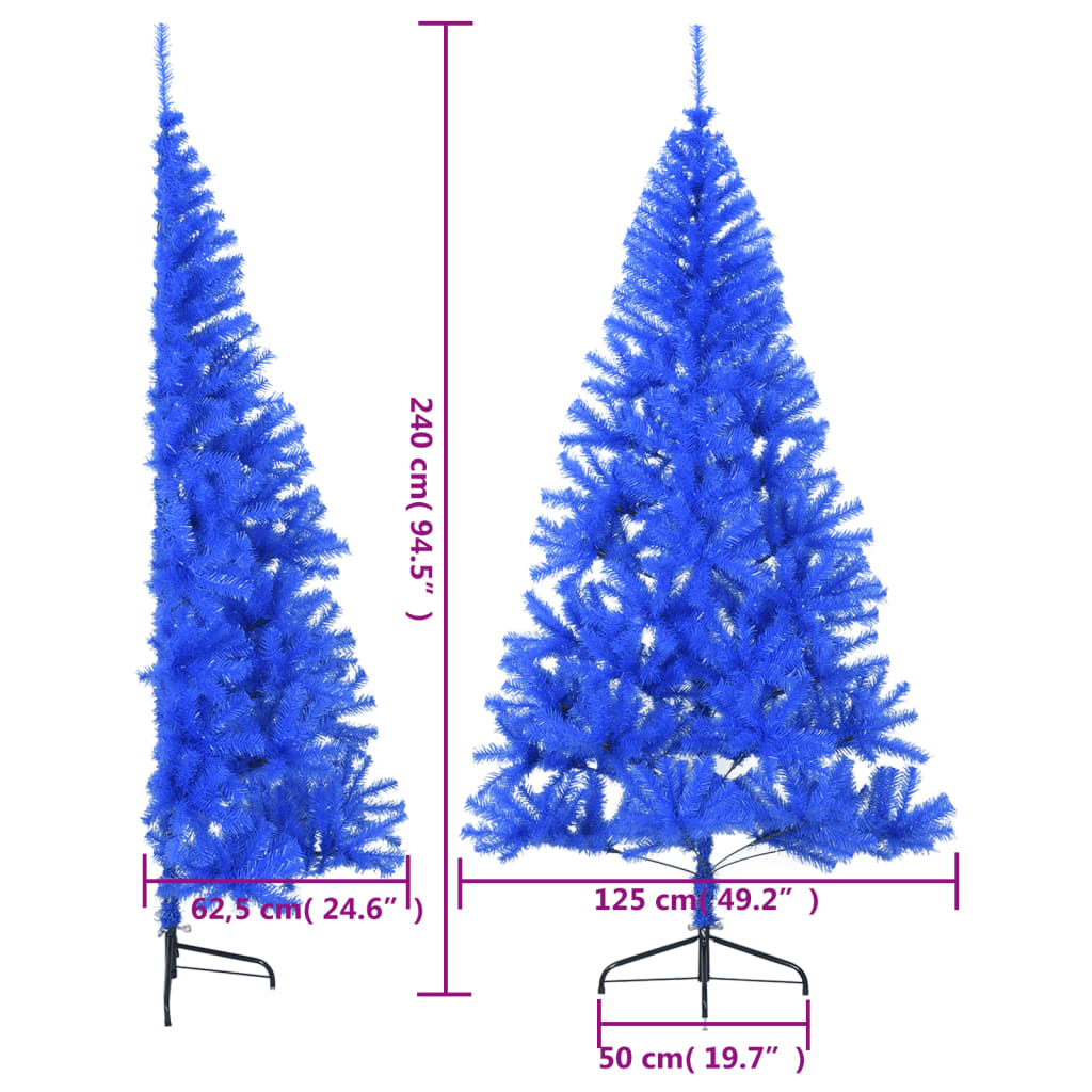 Künstlicher Halb-Weihnachtsbaum mit Ständer Blau 240 cm PVC