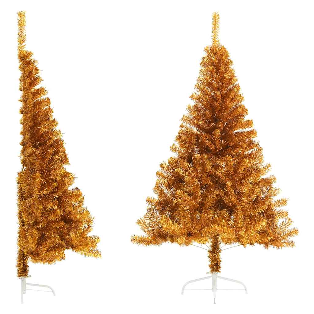 Künstlicher Halb-Weihnachtsbaum mit Ständer Gold 120 cm PET