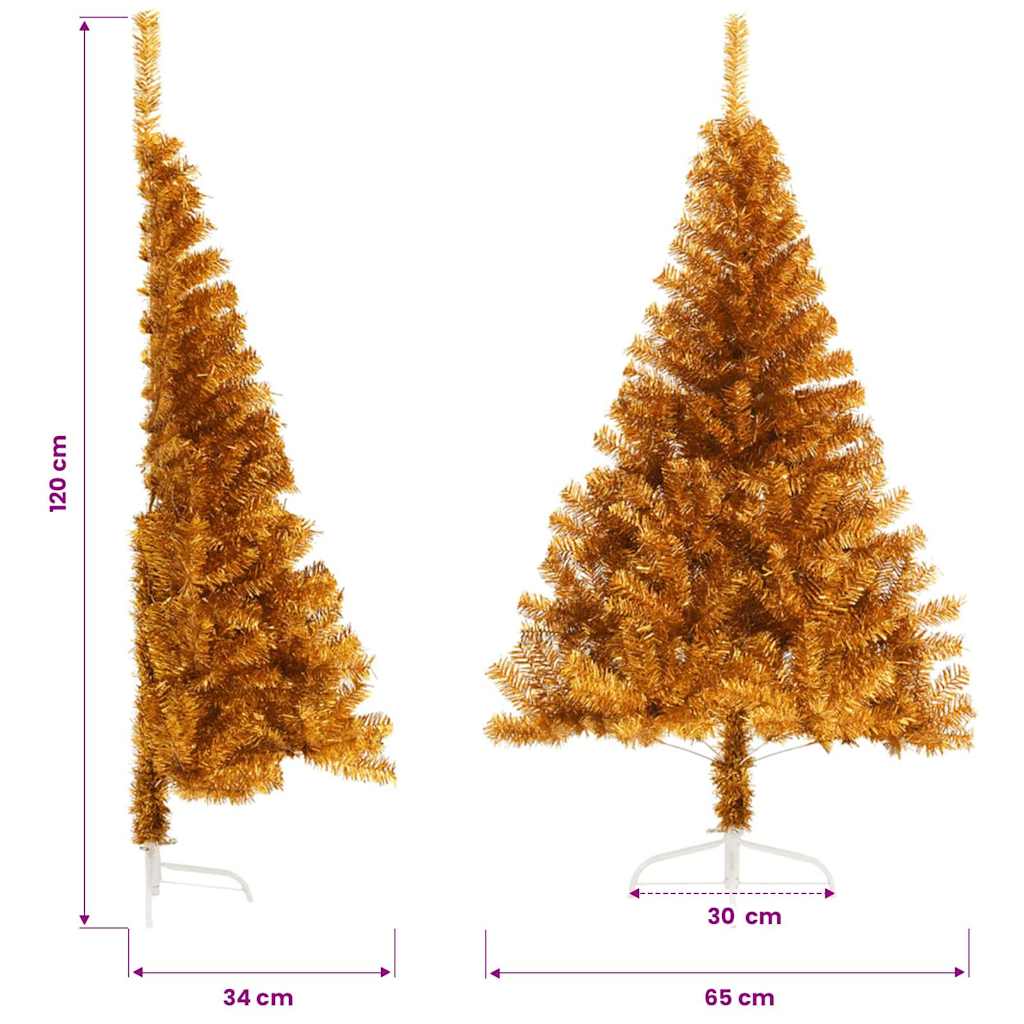 Künstlicher Halb-Weihnachtsbaum mit Ständer Gold 120 cm PET