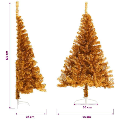 Künstlicher Halb-Weihnachtsbaum mit Ständer Gold 120 cm PET