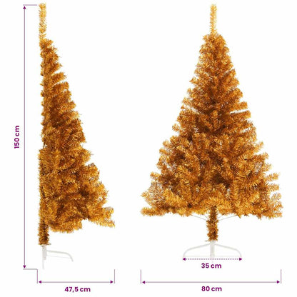 Künstlicher Halb-Weihnachtsbaum mit Ständer Gold 150 cm PET
