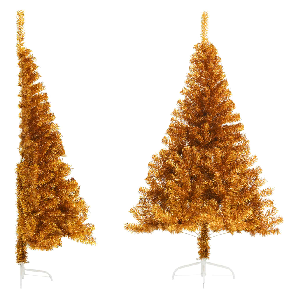 Künstlicher Halb-Weihnachtsbaum mit Ständer Gold 180 cm PET