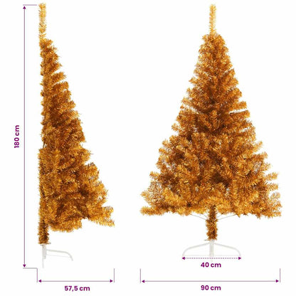 Künstlicher Halb-Weihnachtsbaum mit Ständer Gold 180 cm PET