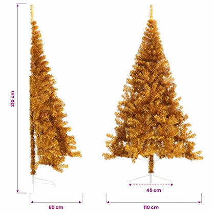 Künstlicher Halb-Weihnachtsbaum mit Ständer Gold 210 cm PET