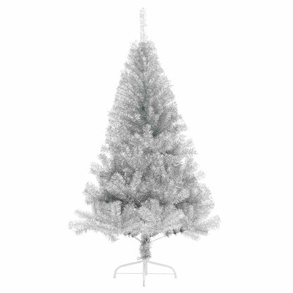 Künstlicher Halb-Weihnachtsbaum mit Ständer Silber 150 cm PET