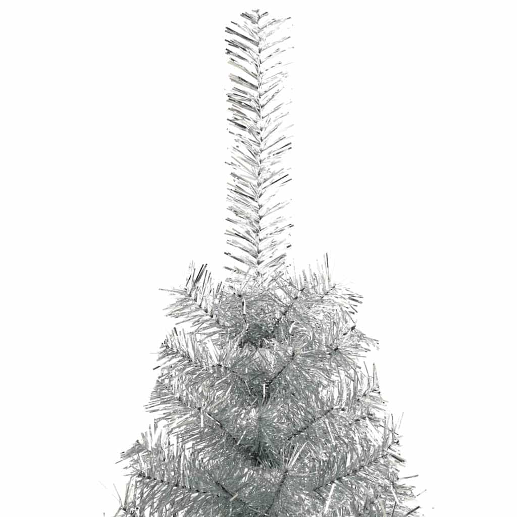 Künstlicher Halb-Weihnachtsbaum mit Ständer Silber 150 cm PET