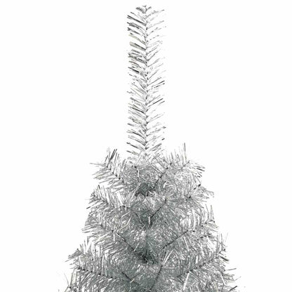 Künstlicher Halb-Weihnachtsbaum mit Ständer Silber 150 cm PET
