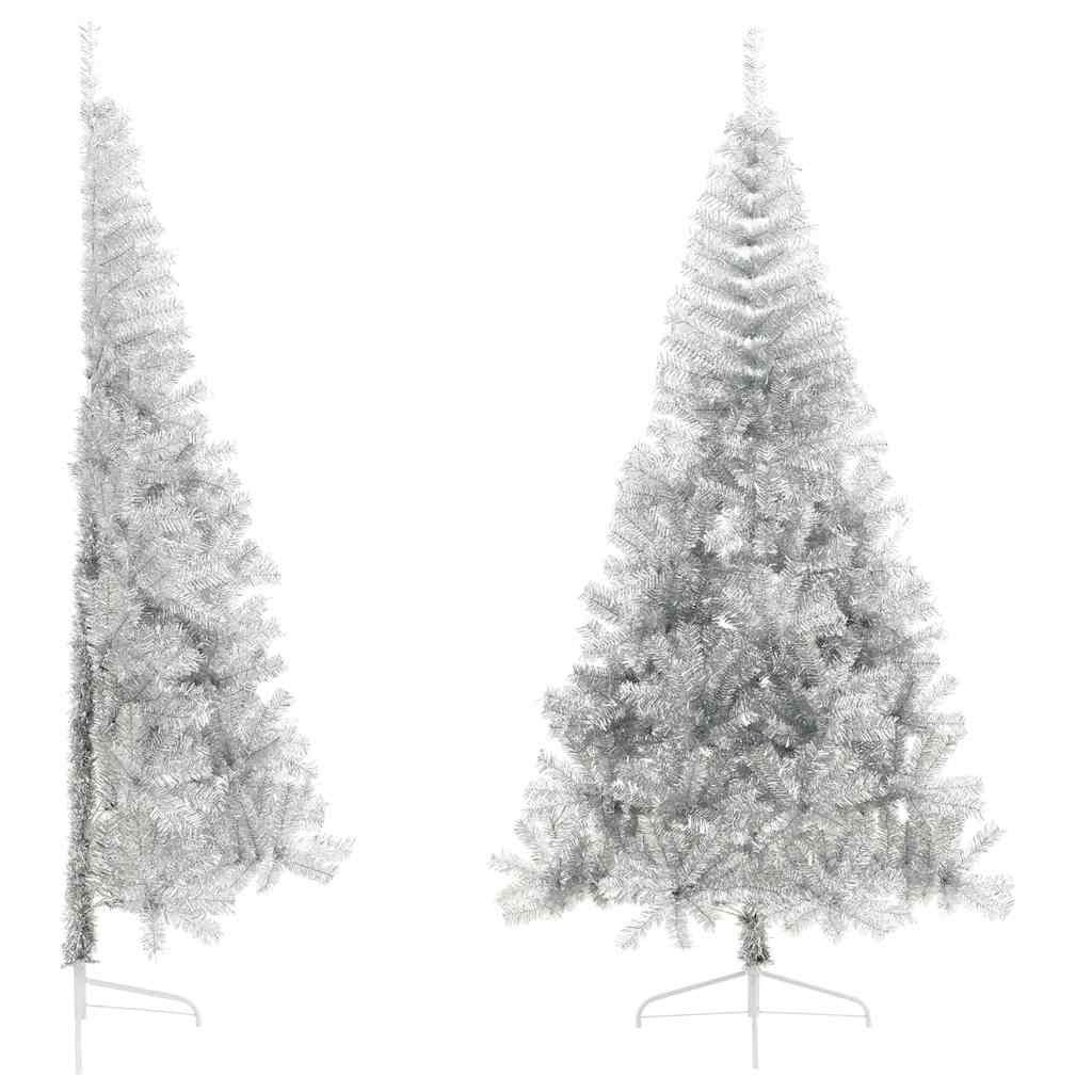 Künstlicher Halb-Weihnachtsbaum mit Ständer Silber 210 cm PET