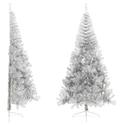 Künstlicher Halb-Weihnachtsbaum mit Ständer Silber 210 cm PET