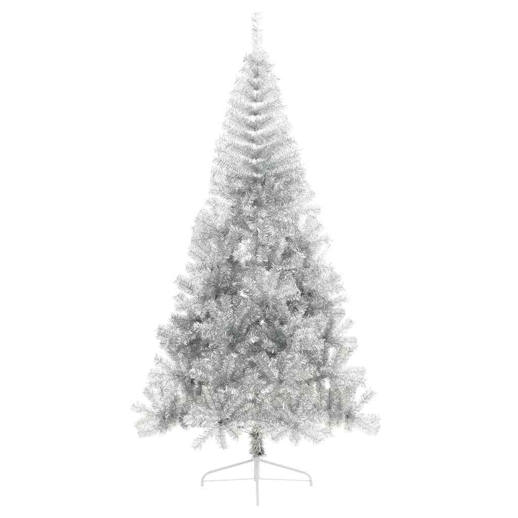 Künstlicher Halb-Weihnachtsbaum mit Ständer Silber 210 cm PET