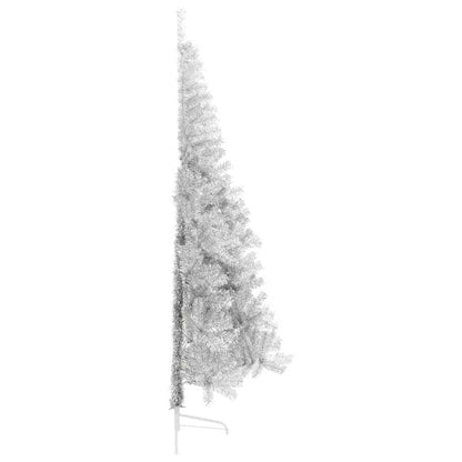 Künstlicher Halb-Weihnachtsbaum mit Ständer Silber 210 cm PET