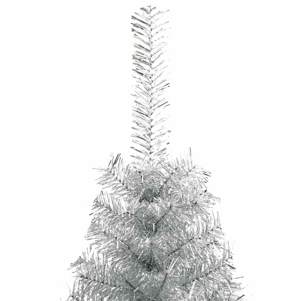 Künstlicher Halb-Weihnachtsbaum mit Ständer Silber 210 cm PET